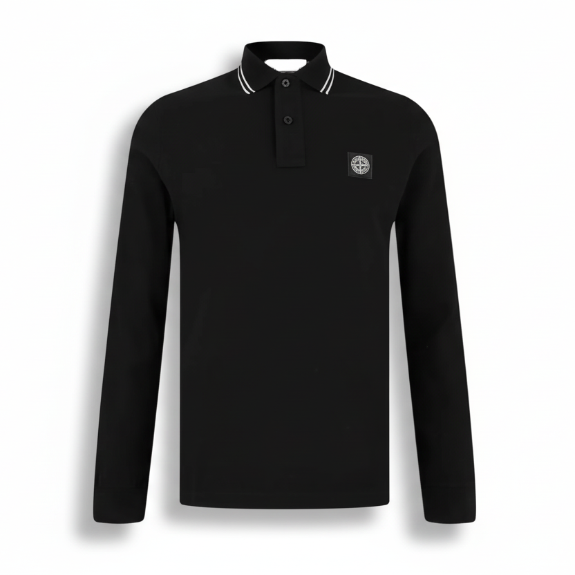 SI LONG SLEEVE POLO - BLACK