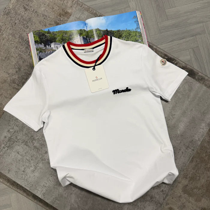 MNCLR STRIPE COLLAR TSHIRT - WHITE