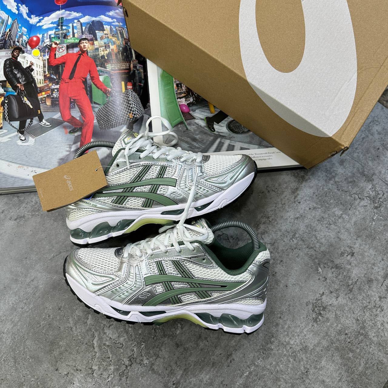 ACS KAYANO 14 TRAINERS - SILVER / GREEN