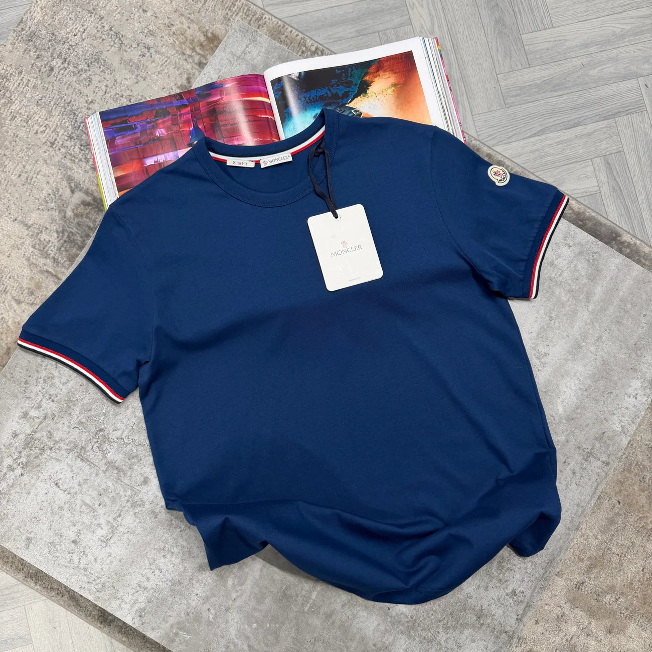 MNCLR TRICOLOR TRIMMED TSHIRT - BLUE
