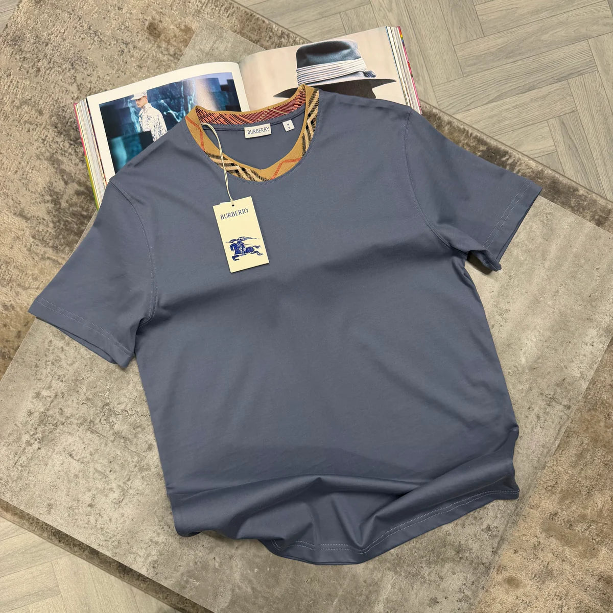 BBR COLLAR PRINT T SHIRT - PALE BLUE