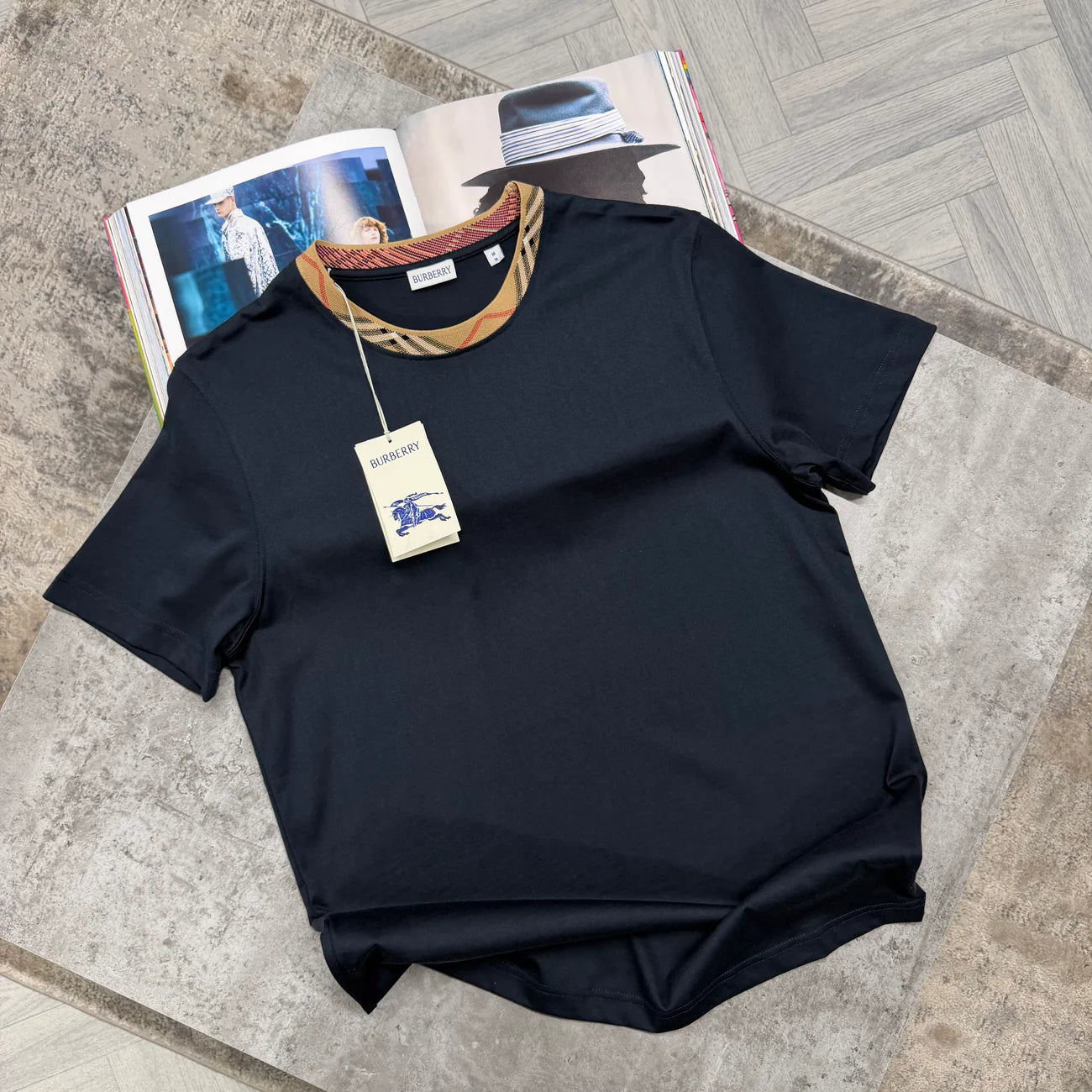 BBR COLLAR PRINT TSHIRT - NAVY
