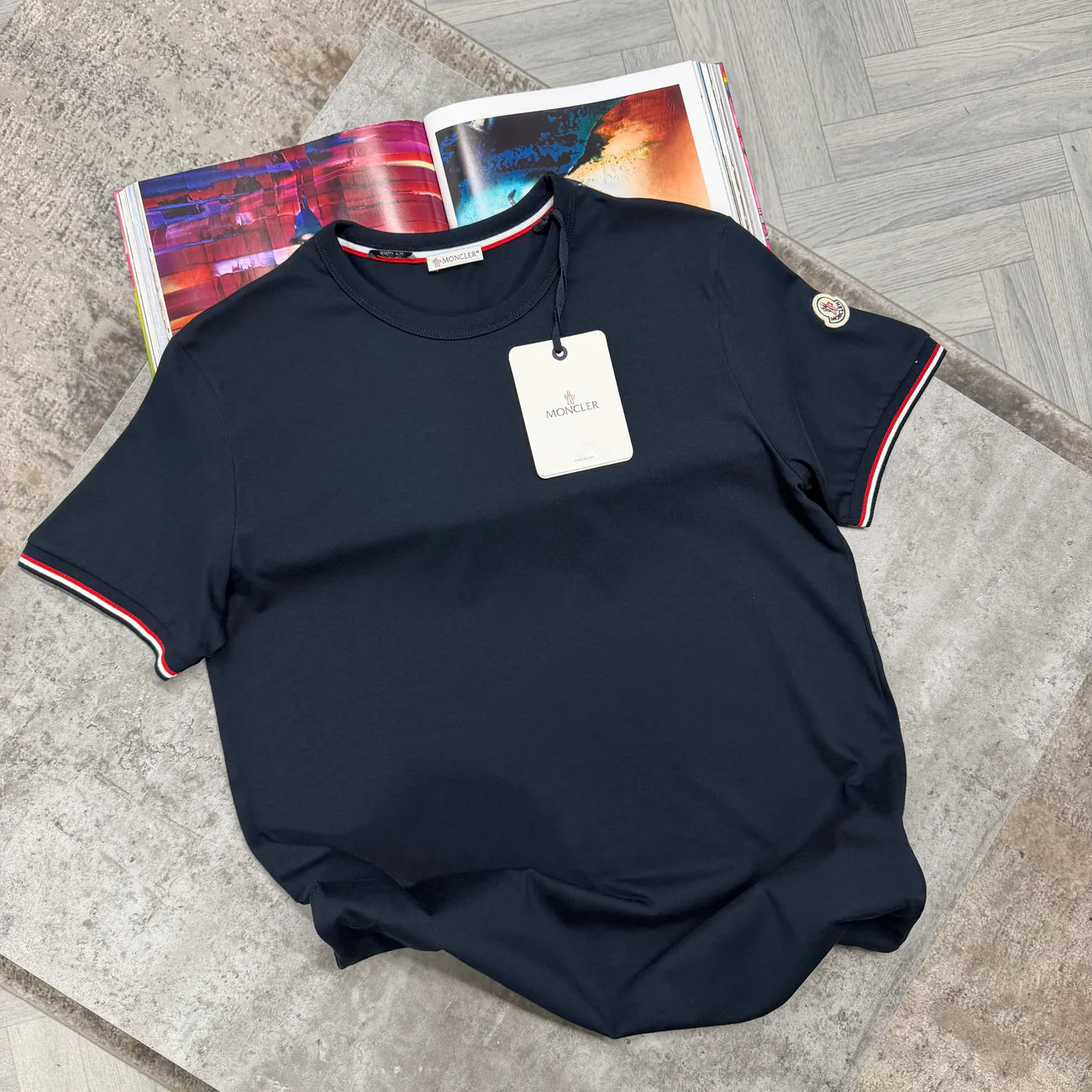 MNCLR TRICOLOR TRIMMED TSHIRT - NAVY