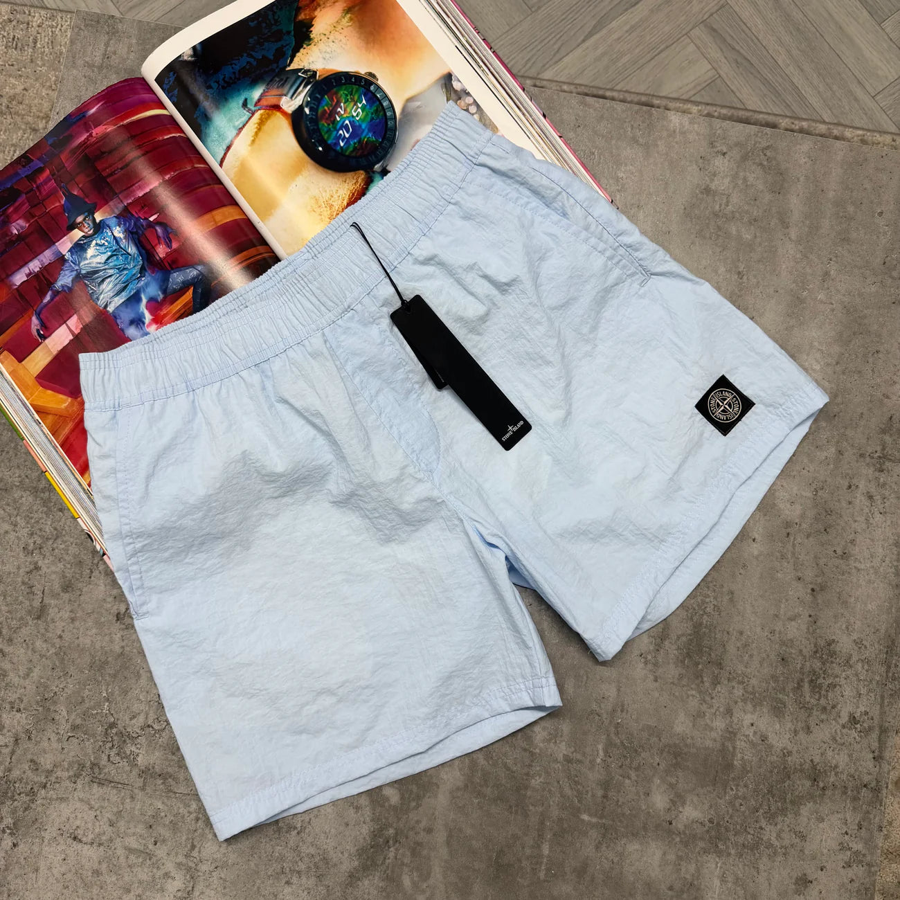 SI SQUARE LOGO SWIM SHORTS - SKY BLUE