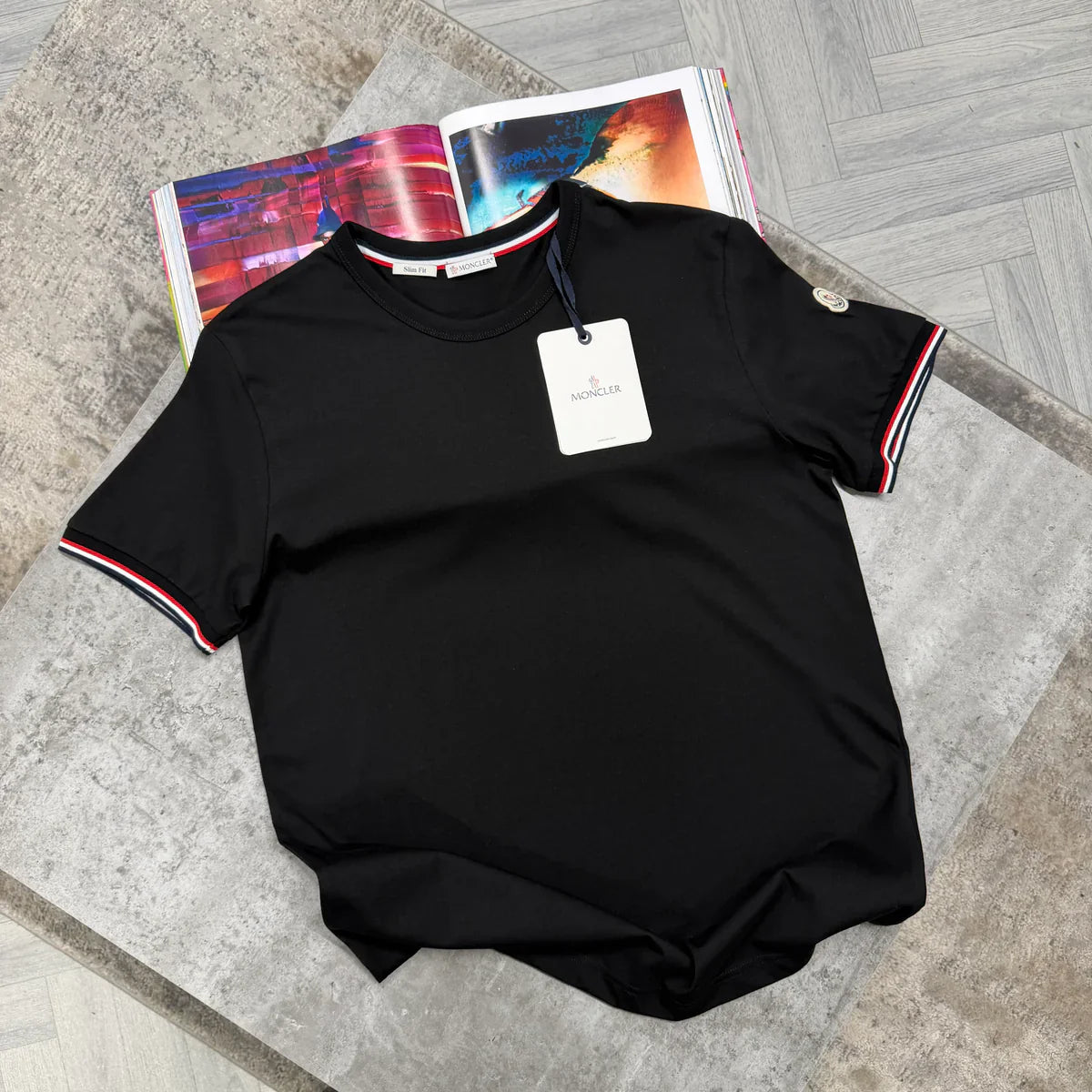 MNCLR TRICOLOR TRIMMED T SHIRT - BLACK