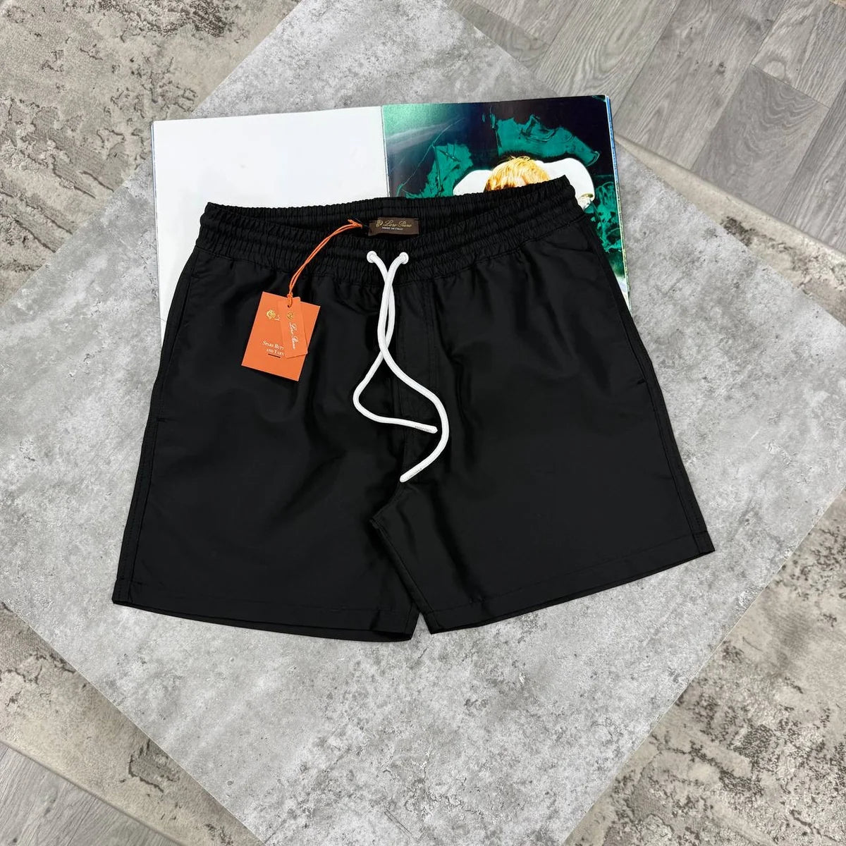 LORO PLAIN SWIM SHORTS - BLACK