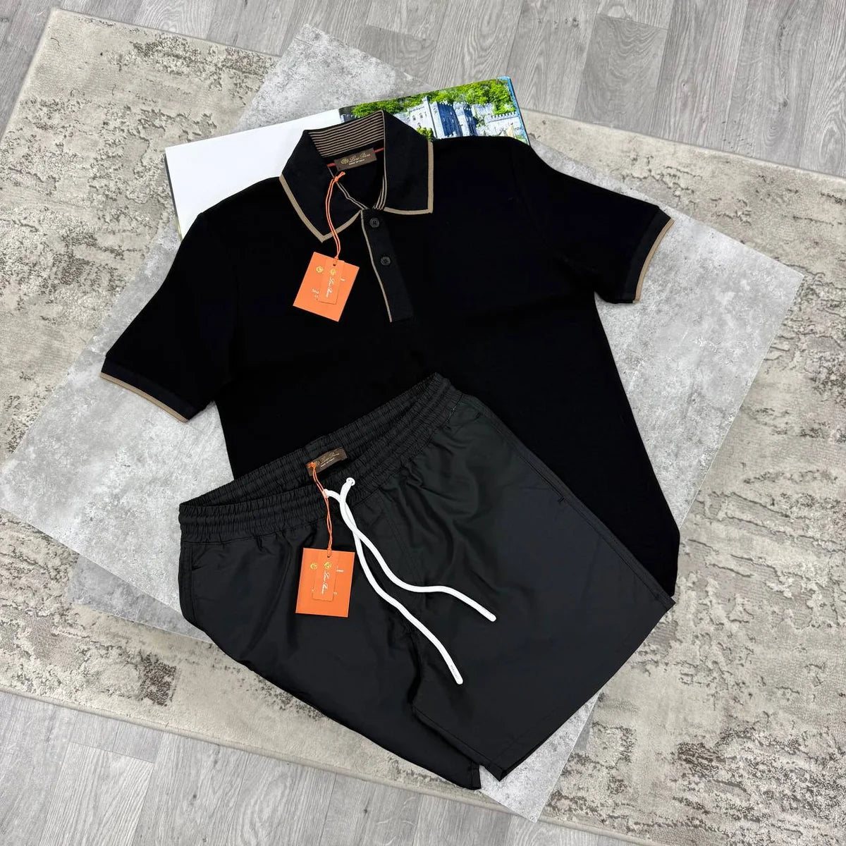 LORO PLAIN SWIM SHORTS - BLACK