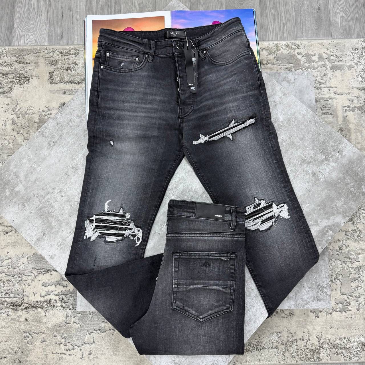 AMR MX1 DISTRESSED SLIM JEANS - GREY WASH