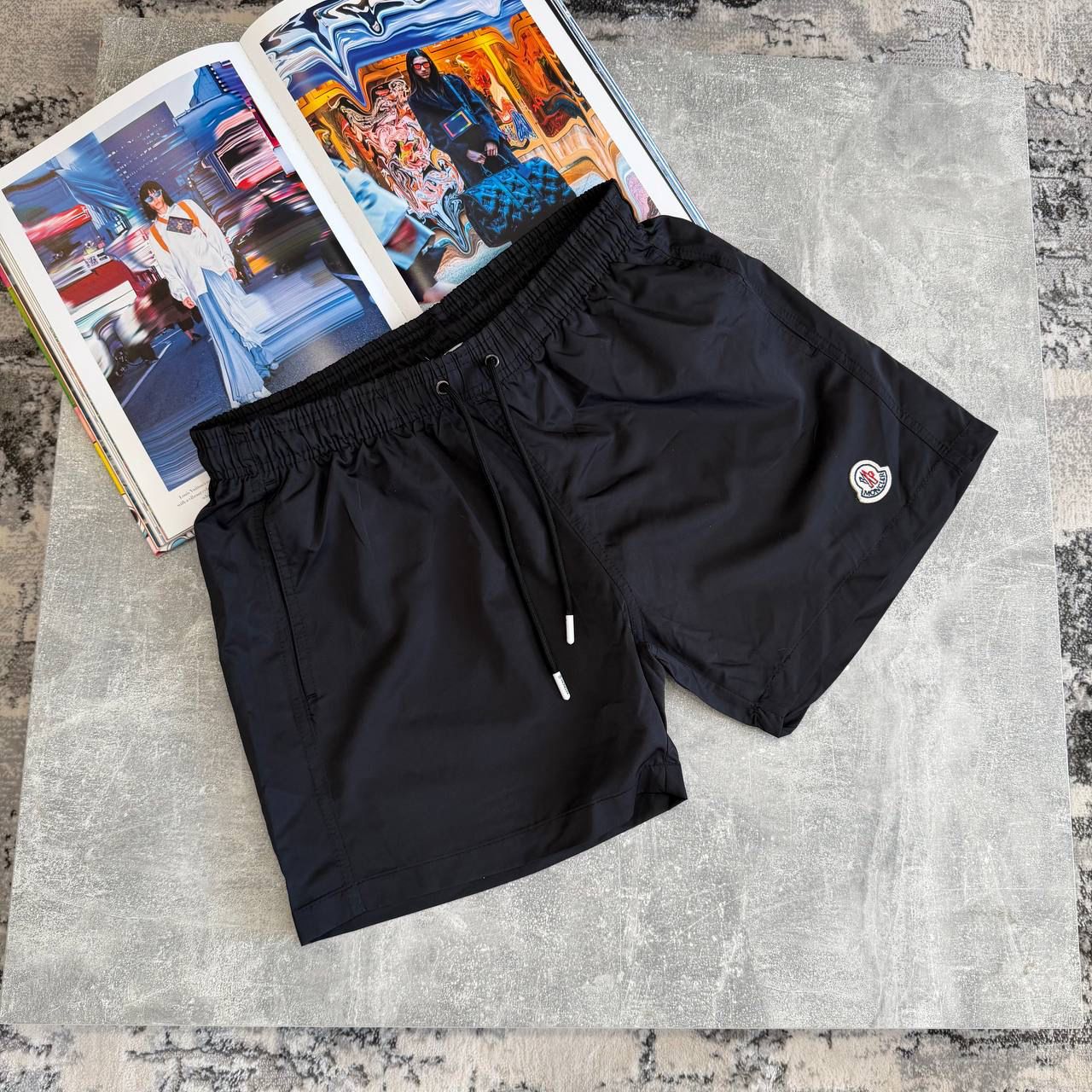 MNCLR LOGO PATCH SWIM SHORTS - BLACK