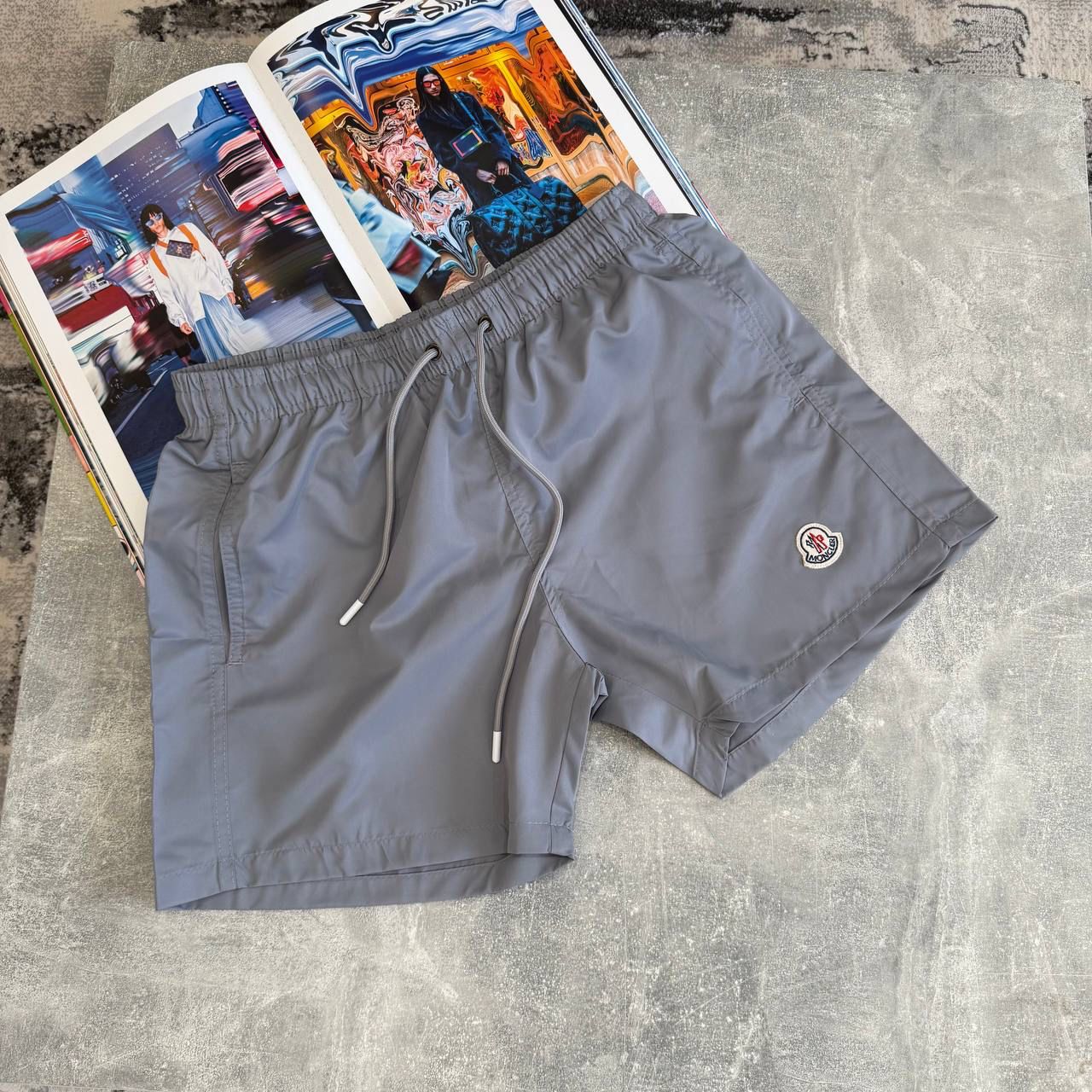 MNCLR LOGO PATCH SWIM SHORTS - GREY