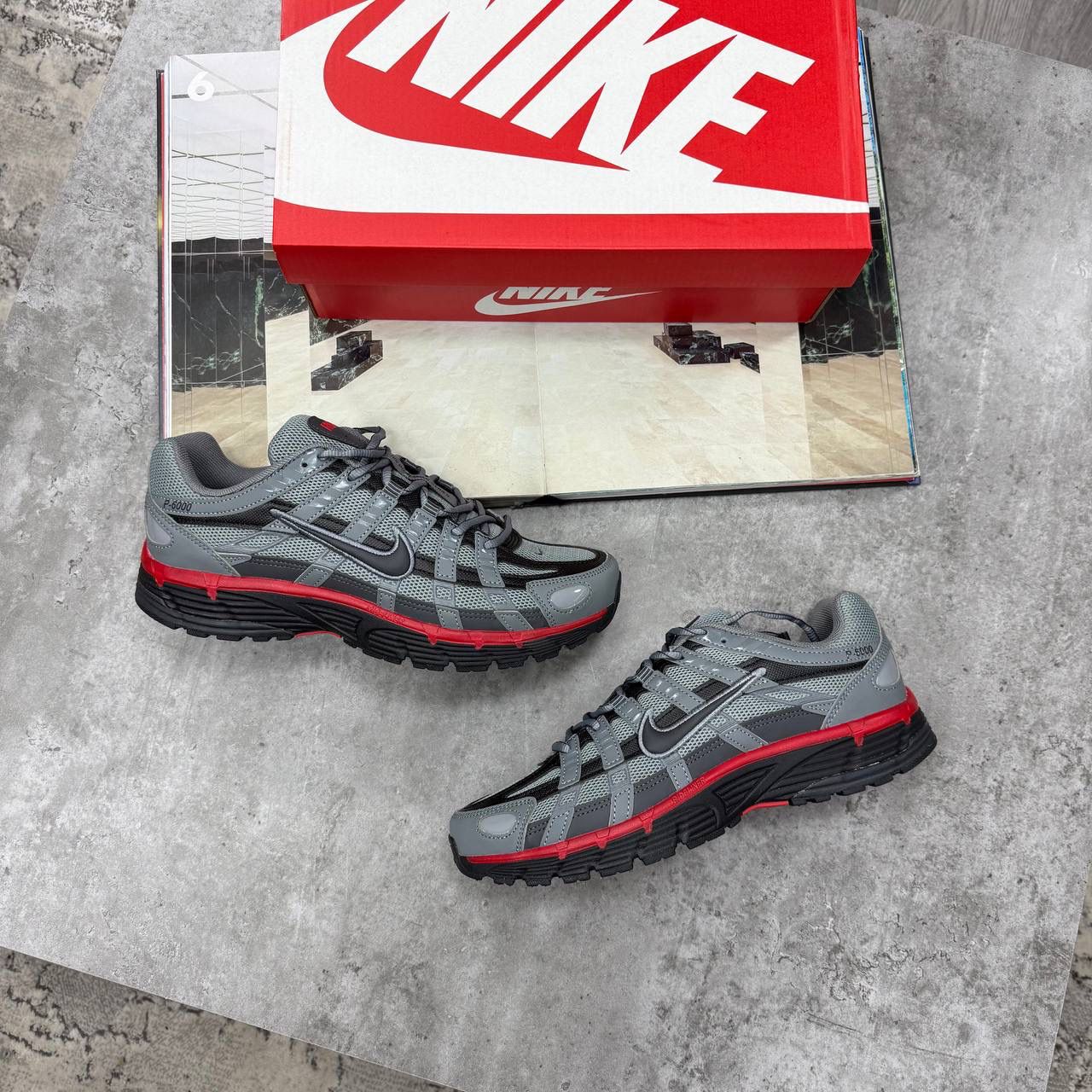 NI P-6000 SNEAKERS - GREY / RED