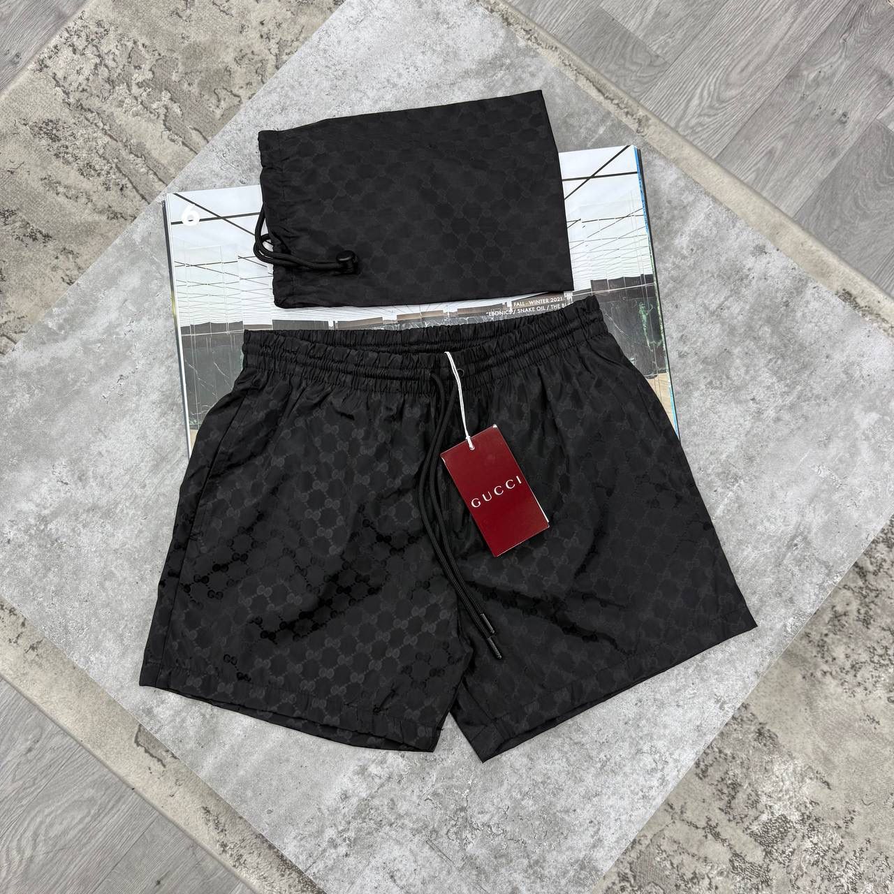 GCI NYLON SWIM SHORTS - BLACK