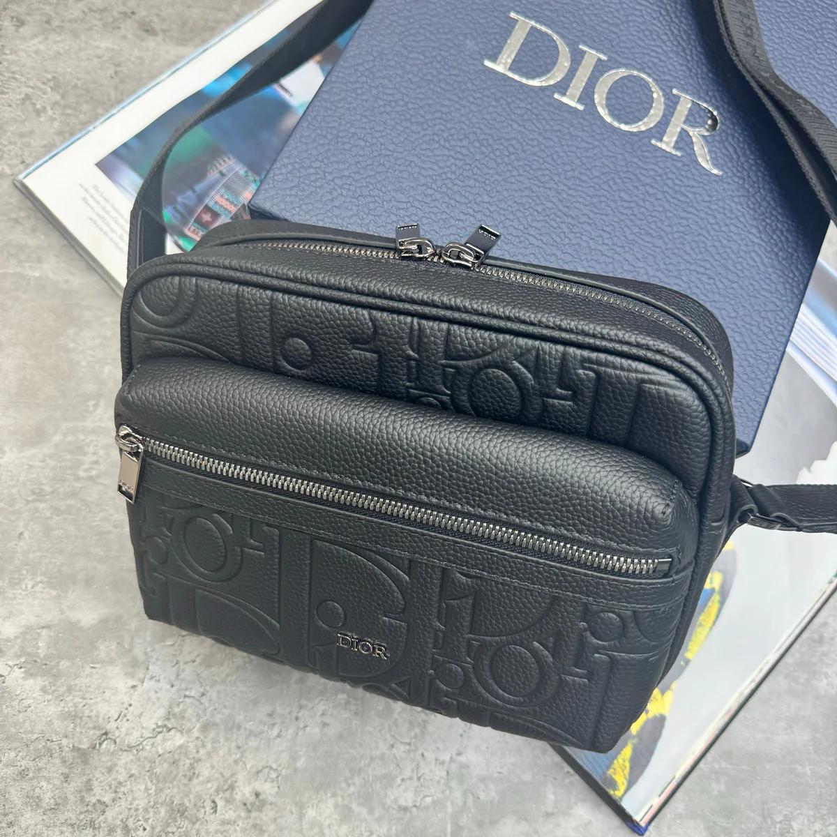 CD LEATHER BAG - BLACK