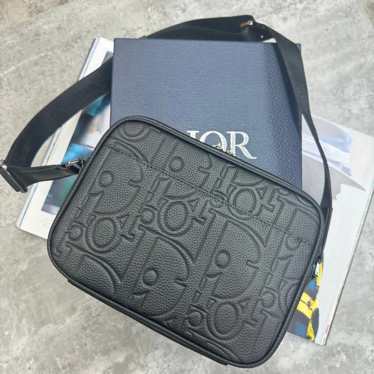 CD LEATHER BAG - BLACK