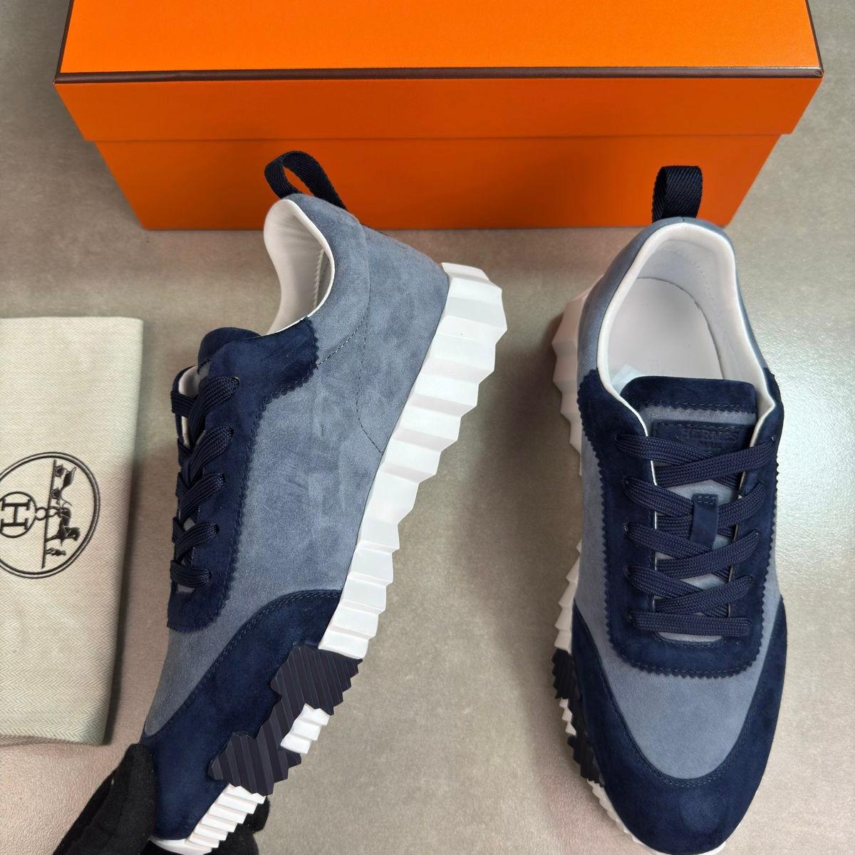 H SUEDE TRAINERS - NAVY/GREY