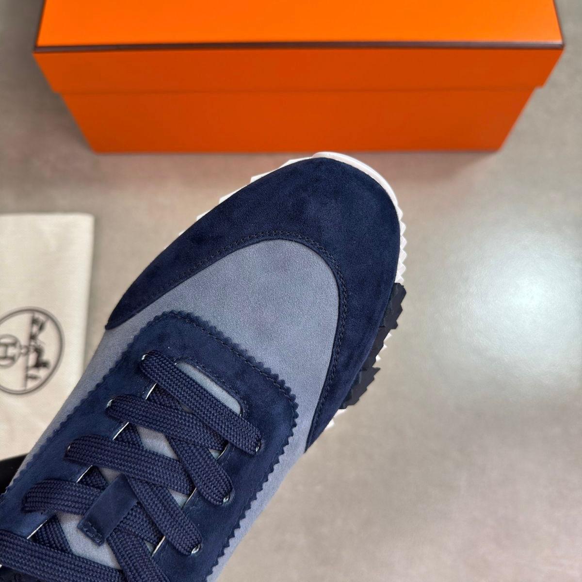 H SUEDE TRAINERS - NAVY/GREY