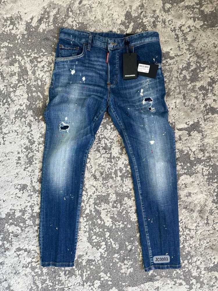 DSQ DISTRESS SLIM DENIM JEANS - BLUE