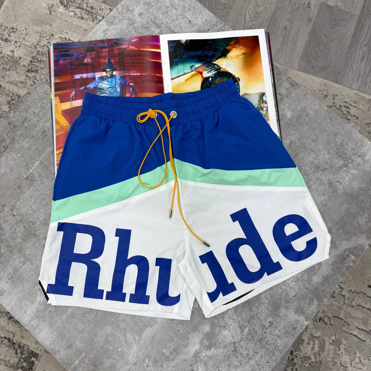 RHU DRAWSTRING SHORTS - BLUE / WHITE / GREEN