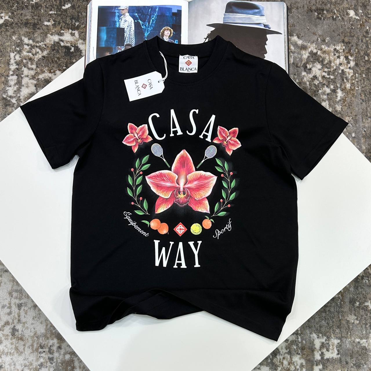 CASA ORCHID PRINT TSHIRT - BLACK