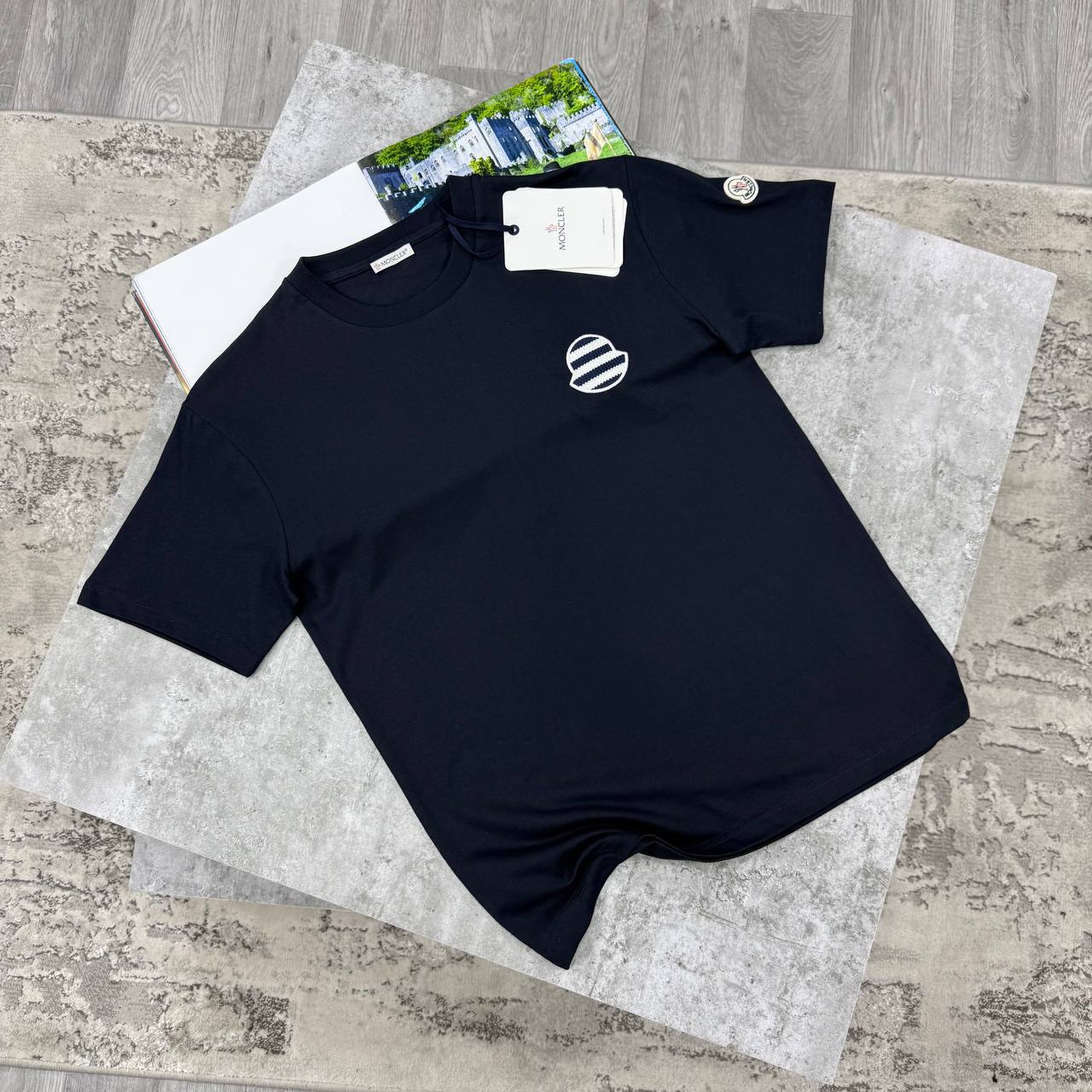MNCLR STRIPED LOGO T SHIRT - NAVY