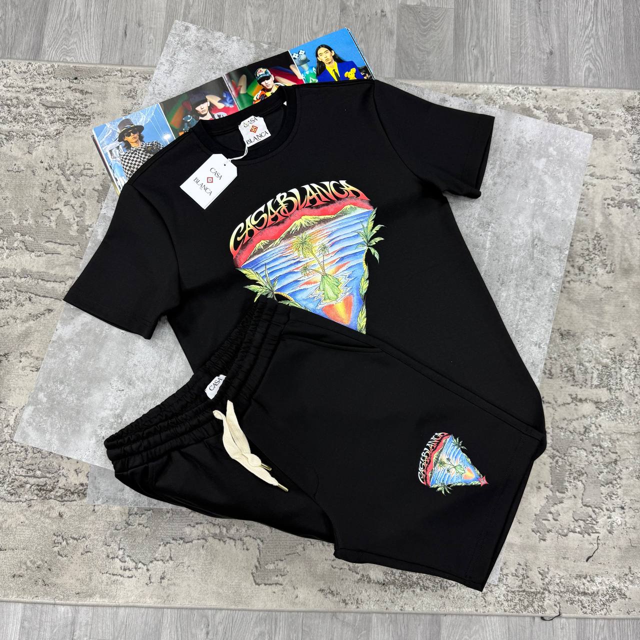 CB TROPICAL LANDSCAPE SHORT SETS - BLACK