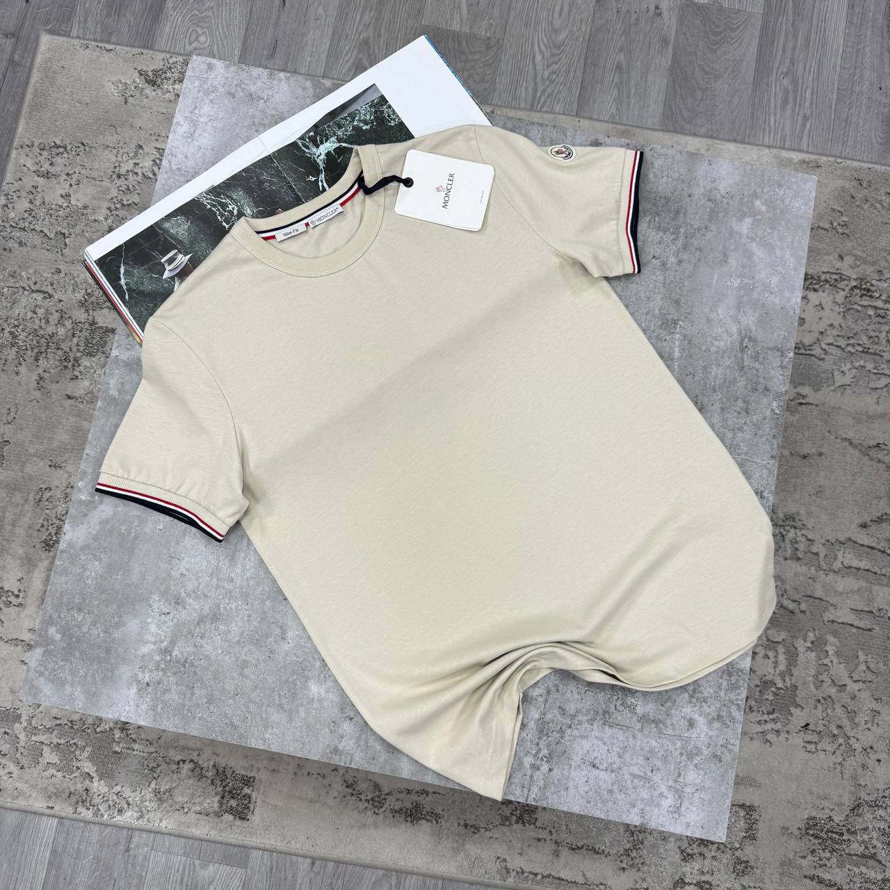 MNCLR TRICOLOR TRIMMED TSHIRT - BEIGE