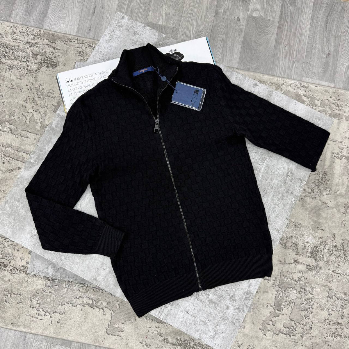 LVE DAMIER KNIT CARDIGAN - BLACK
