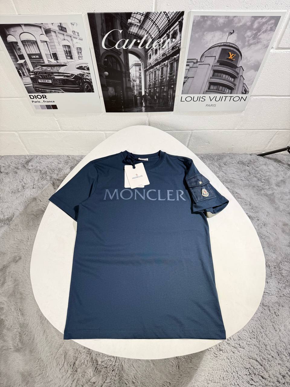 MNCLR NYLON SLEEVE POCKET TSHIRT - NAVY