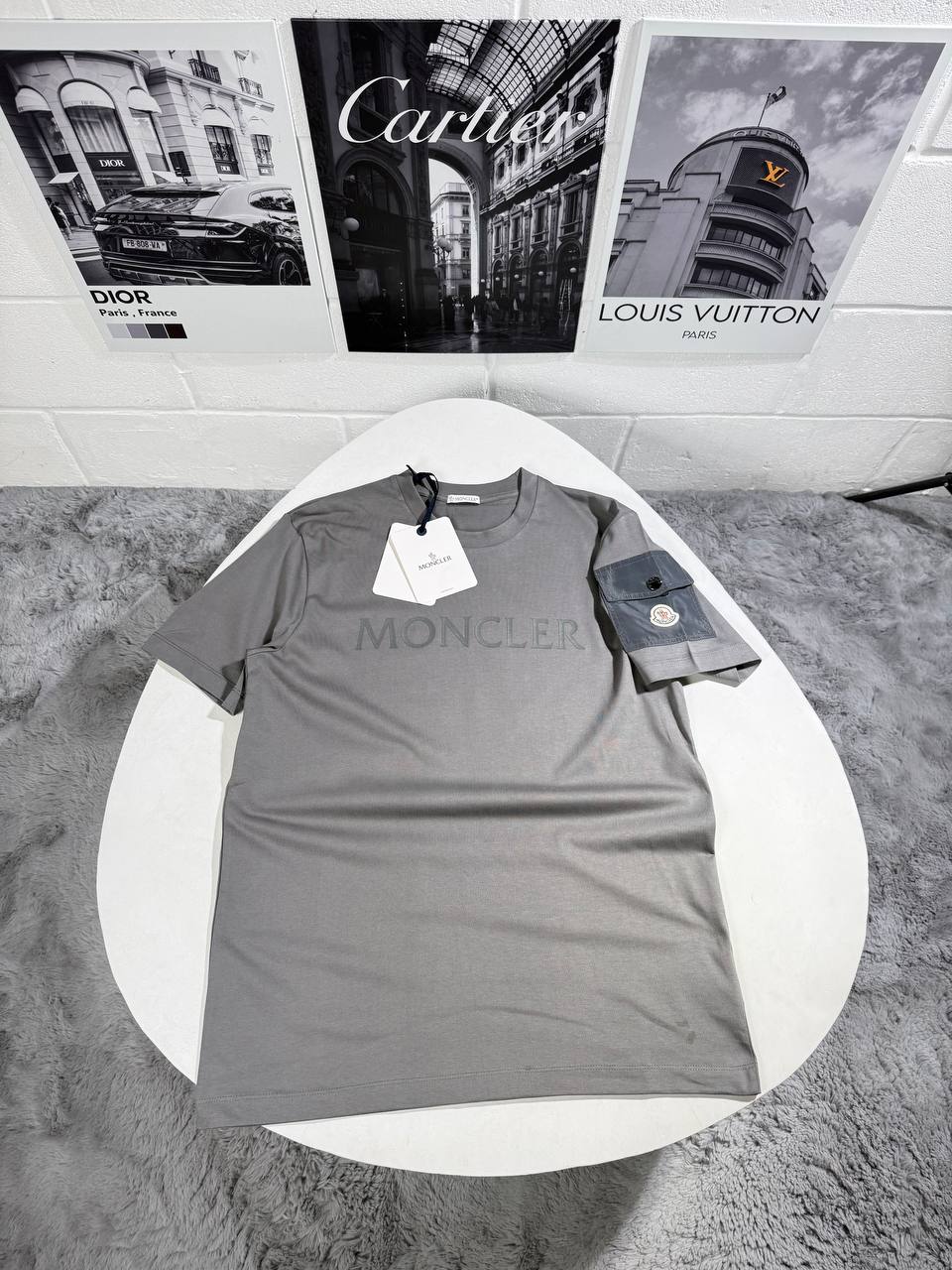 MNCLR NYLON SLEEVE POCKET TSHIRT - GREY