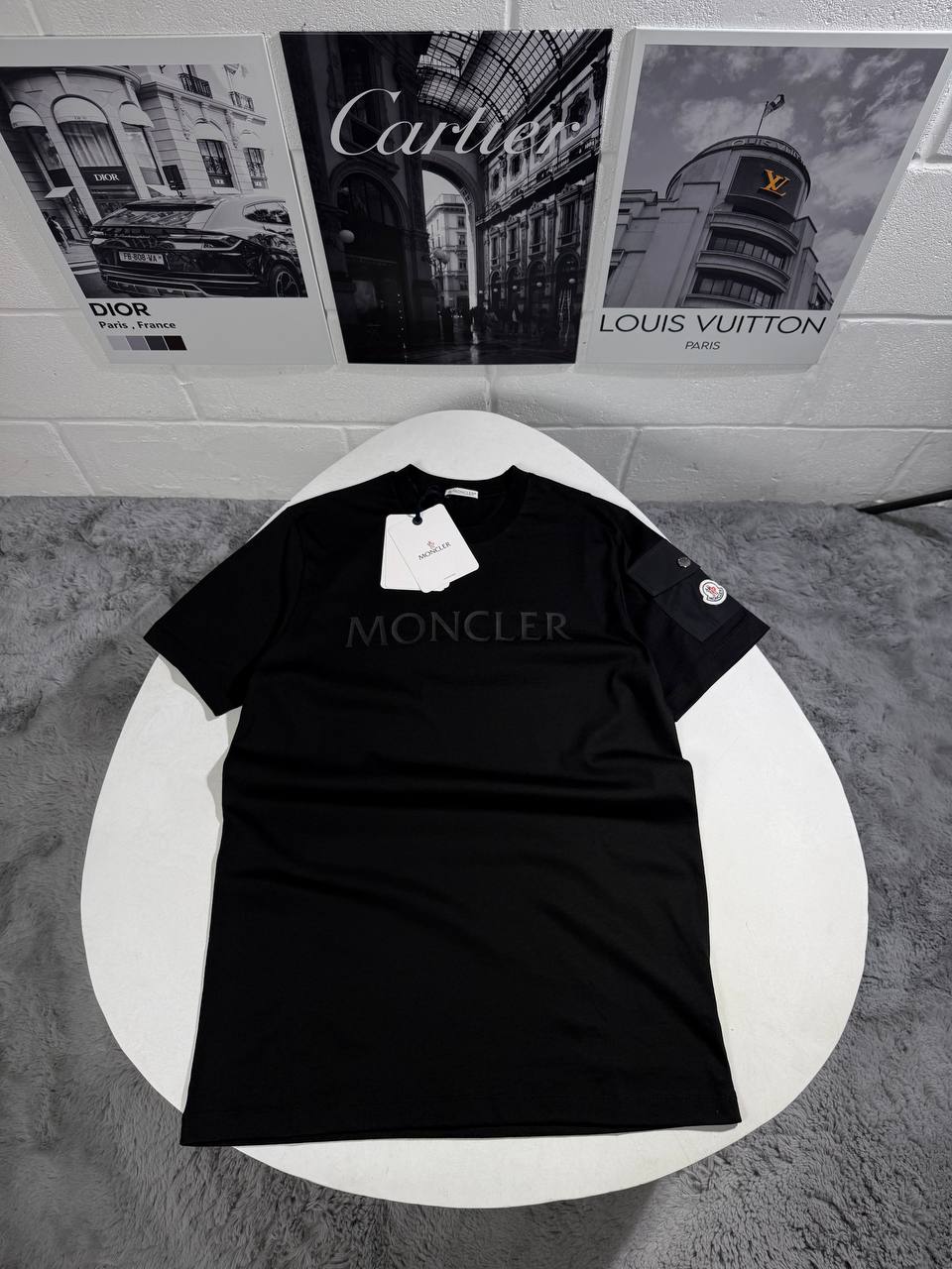 MNCLR NYLON SLEEVE POCKET TSHIRT - BLACK