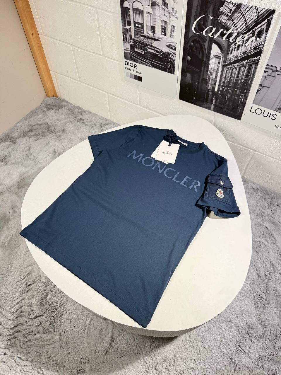 MNCLR NYLON SLEEVE POCKET TSHIRT - NAVY