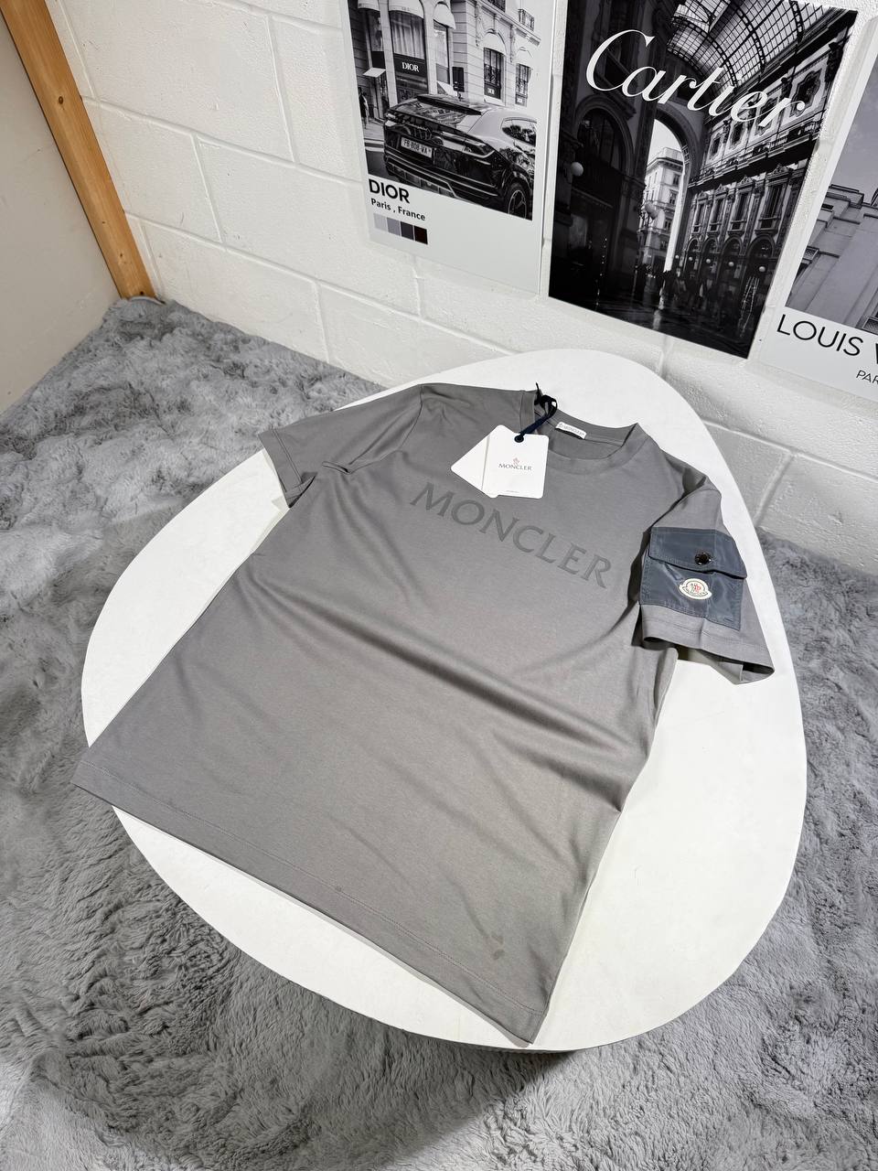 MNCLR NYLON SLEEVE POCKET TSHIRT - GREY