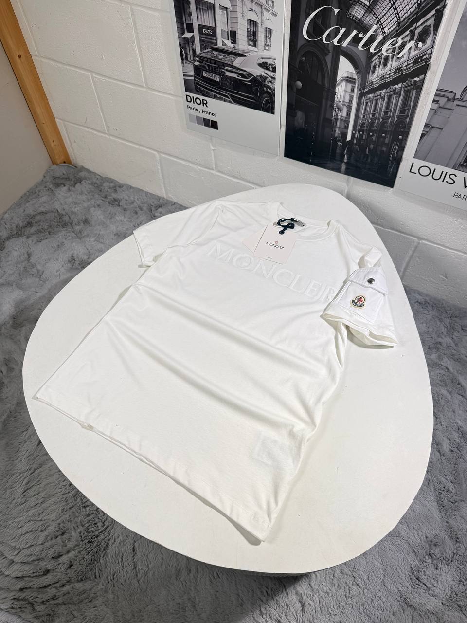 MNCLR NYLON SLEEVE POCKET TSHIRT - WHITE