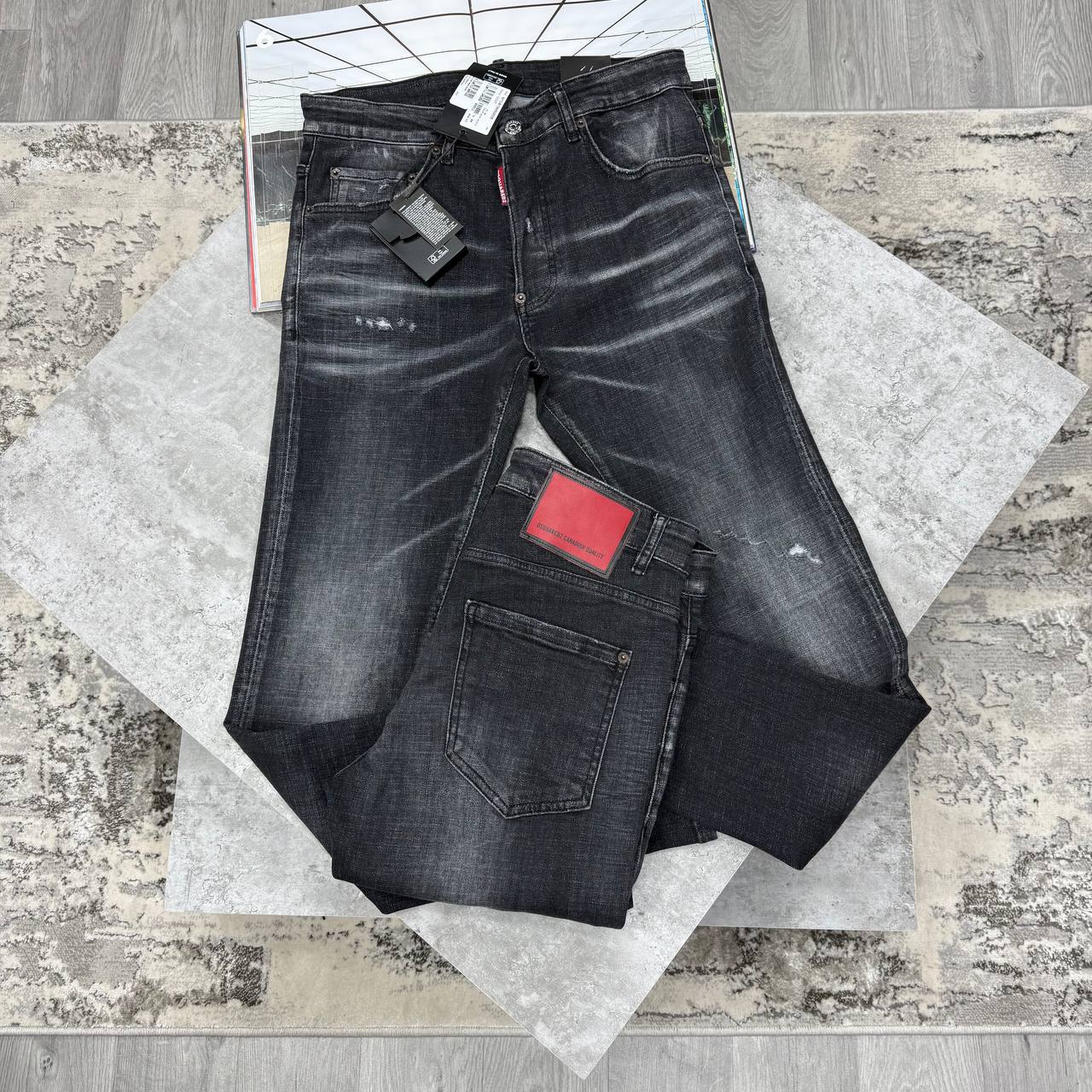 DSQ STRETCH COTTON DENIM JEANS - BLACK