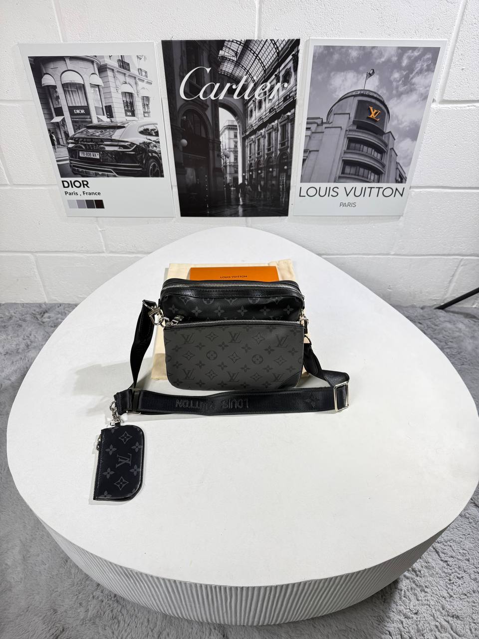 LVE MONOGRAM ECLIPSE TRIO MESSENGER BAG - BLACK/GREY