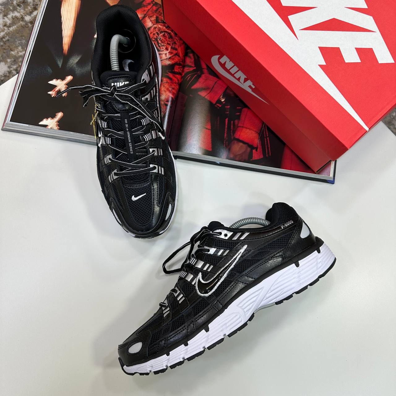 NI P-6000 TRAINERS - BLACK/WHITE/SILVER