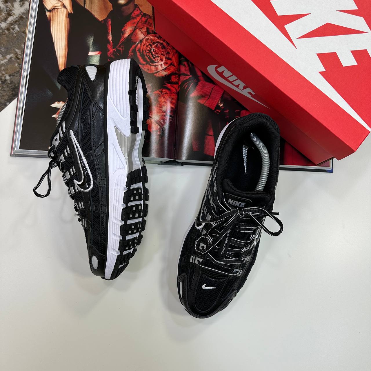 NI P-6000 TRAINERS - BLACK/WHITE/SILVER