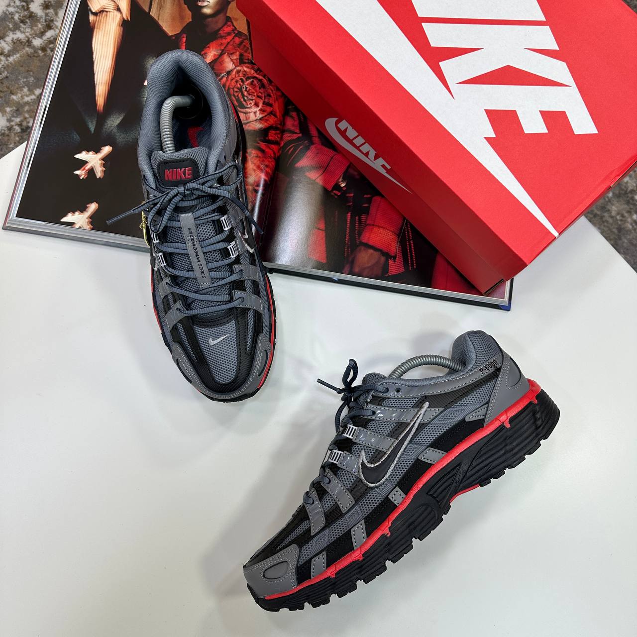 NI P-6000 TRAINERS - RED/BLACK/GREY