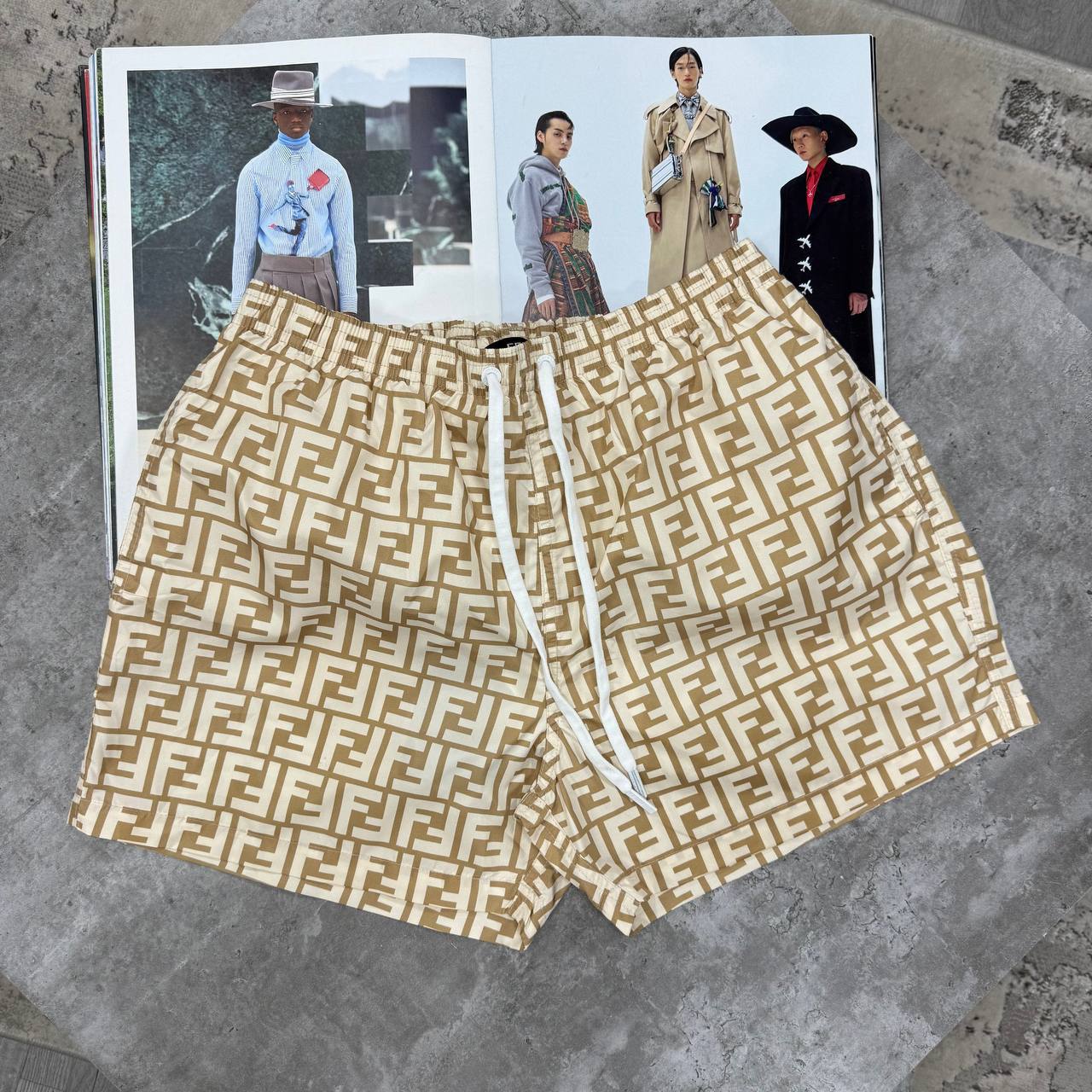 FDI PRINT SWIM SHORTS - BEIGE