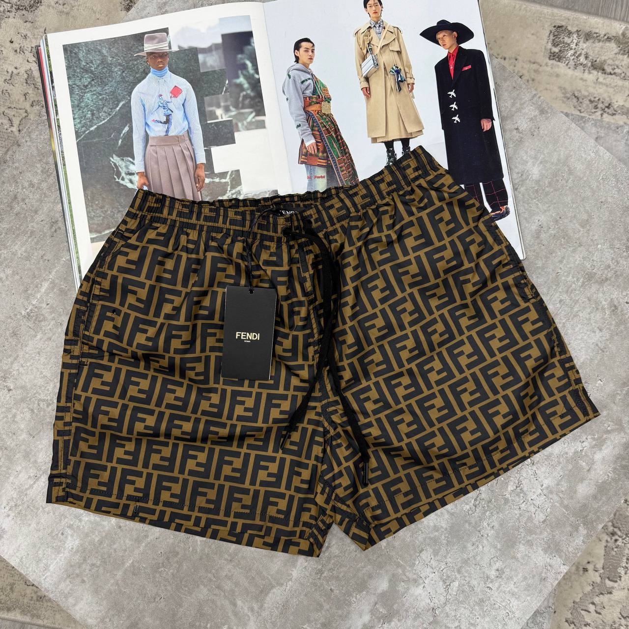 FDI PRINT SWIM SHORTS - BROWN