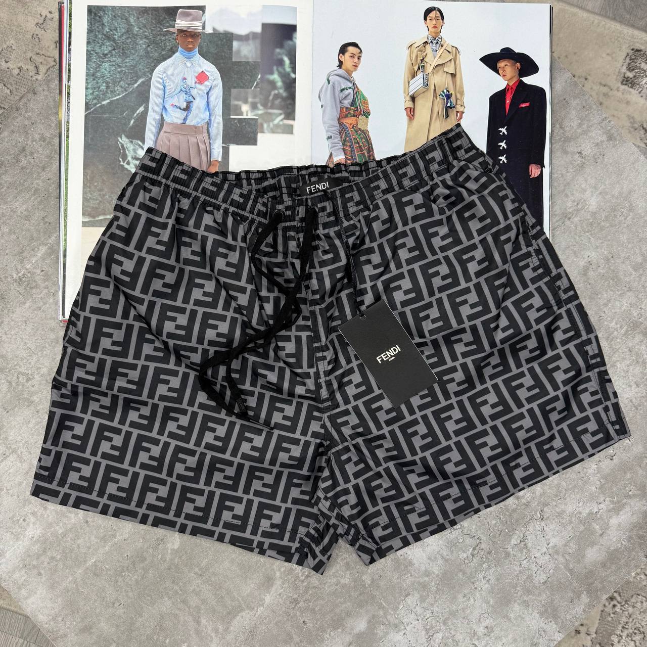FDI PRINT SWIM SHORTS - BLACK