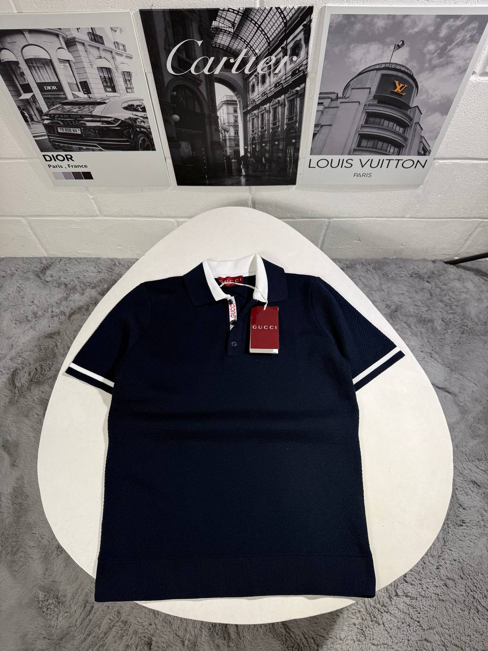 GUCCI PIQUE POLO SHIRT - NAVY