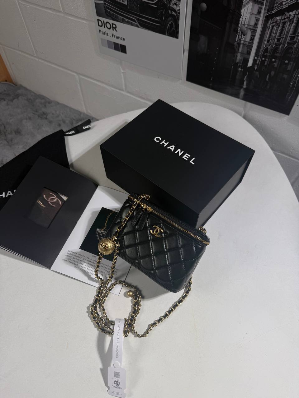 CHNL PEARL CRUSH MINI CASE BAG - BLACK