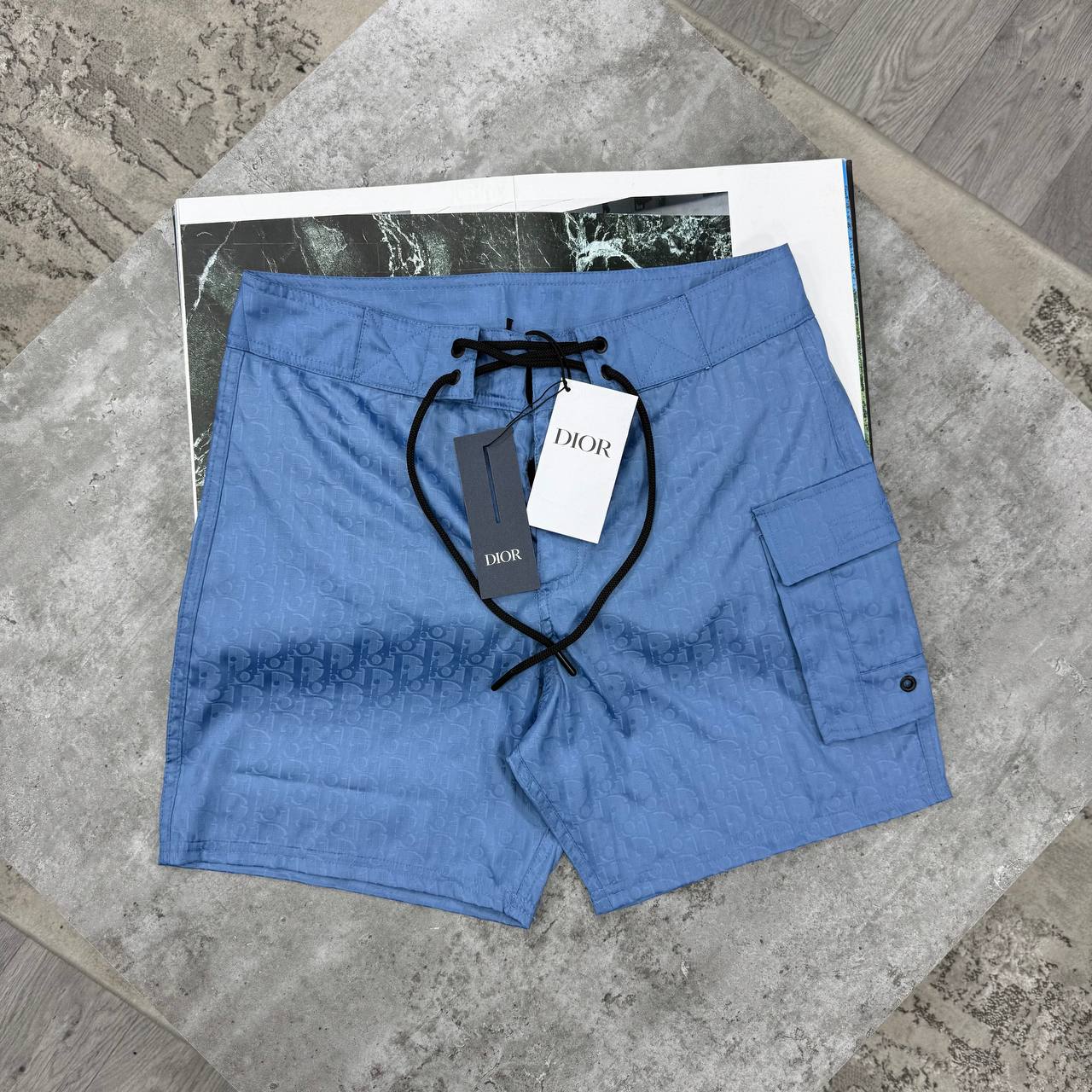 CD OBLIQUE SWIM SHORTS - BLUE