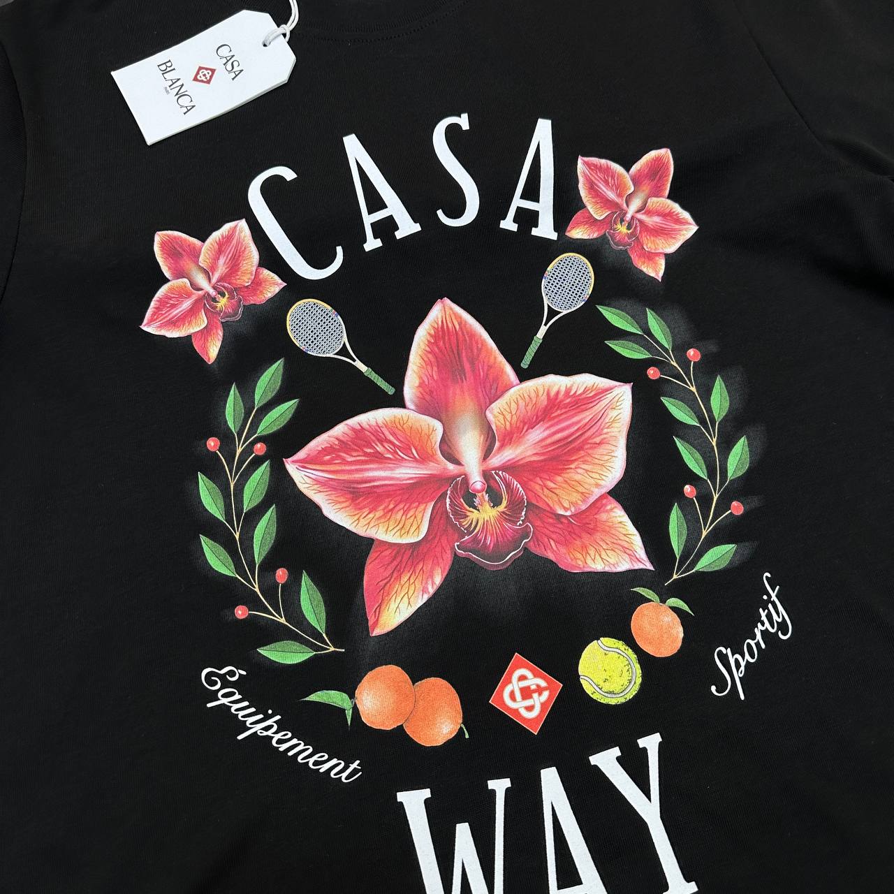 CASA ORCHID PRINT TSHIRT - BLACK