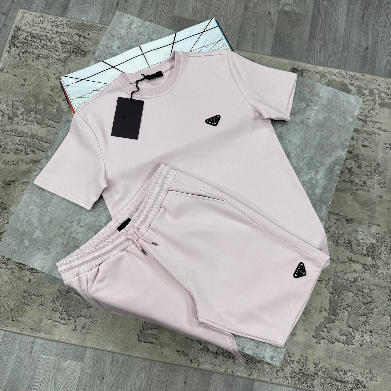PDA TRIANGLE LOGO SHORT SETS - LIGHT PINK