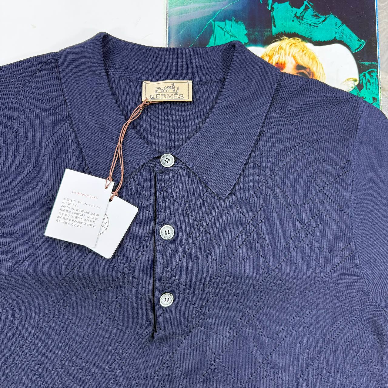 H KNIT POLO - NAVY