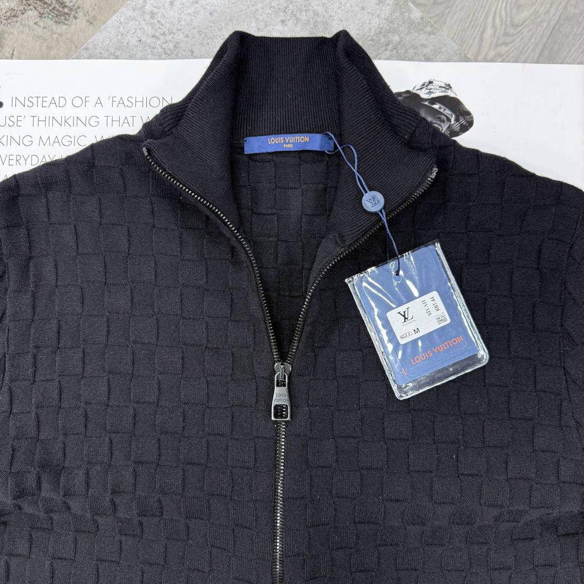 LVE DAMIER KNIT CARDIGAN - BLACK