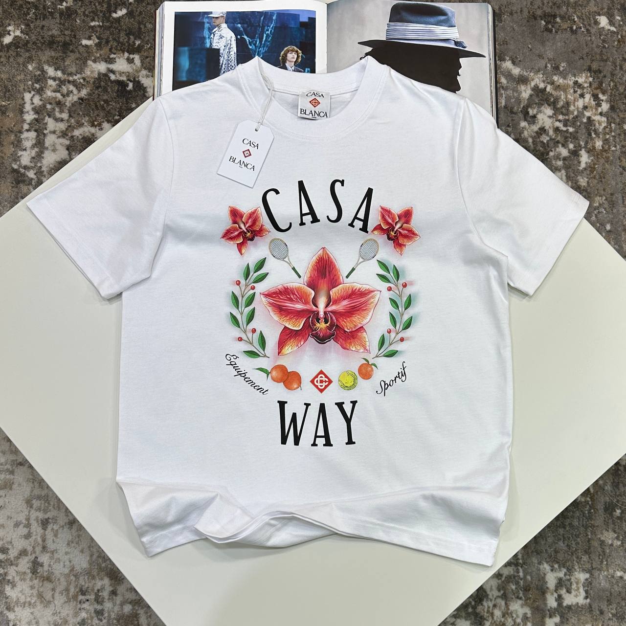 CASA ORCHID PRINT TSHIRT - WHITE