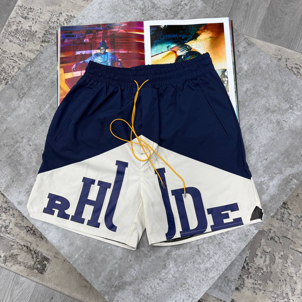 RHU TRACK SHORTS - BLUE / CREAM